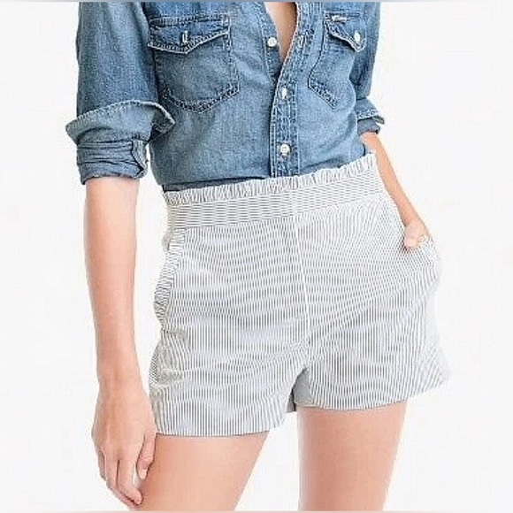 J.crew ruffle Seersucker shorts in size 4 - Picture 1 of 8
